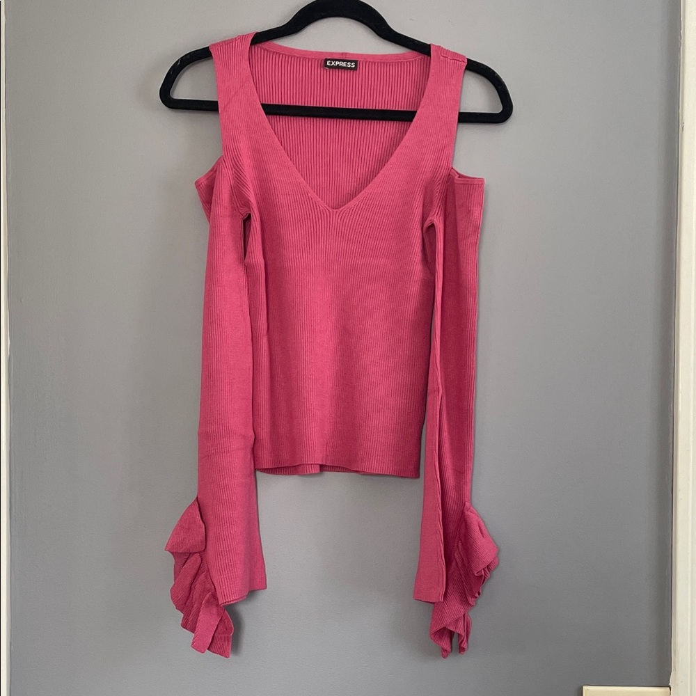 Express Fuchsia Cold Shoulder Top